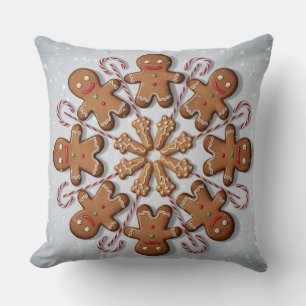 Gingerbread Man Seamless Pattern Christmas Throw Pillow