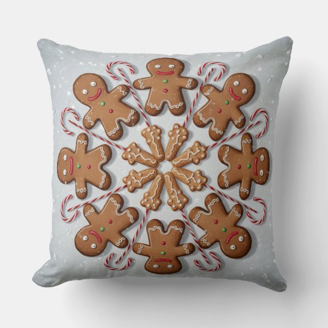 Gingerbread Man Seamless Pattern Christmas  Throw Pillow (Front)