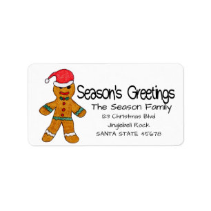 Gingerbread man Season's Greetings Label