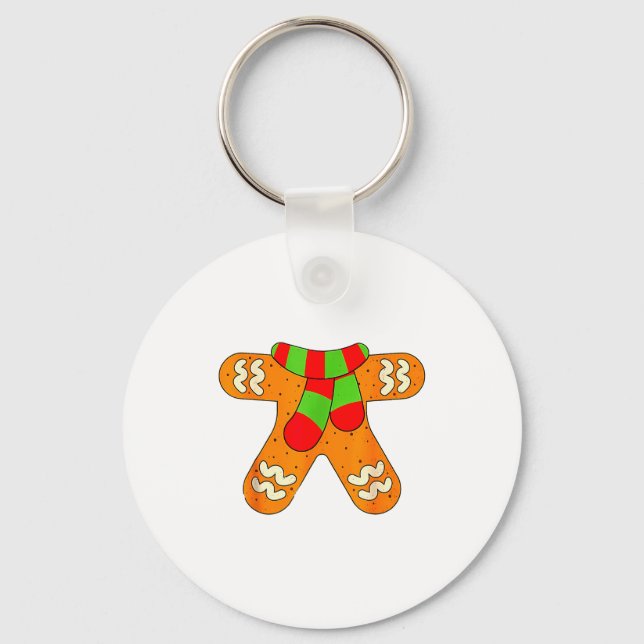 Gingerbread Man Shirt Adult Kids Men Women Cookie  Keychain (Front)