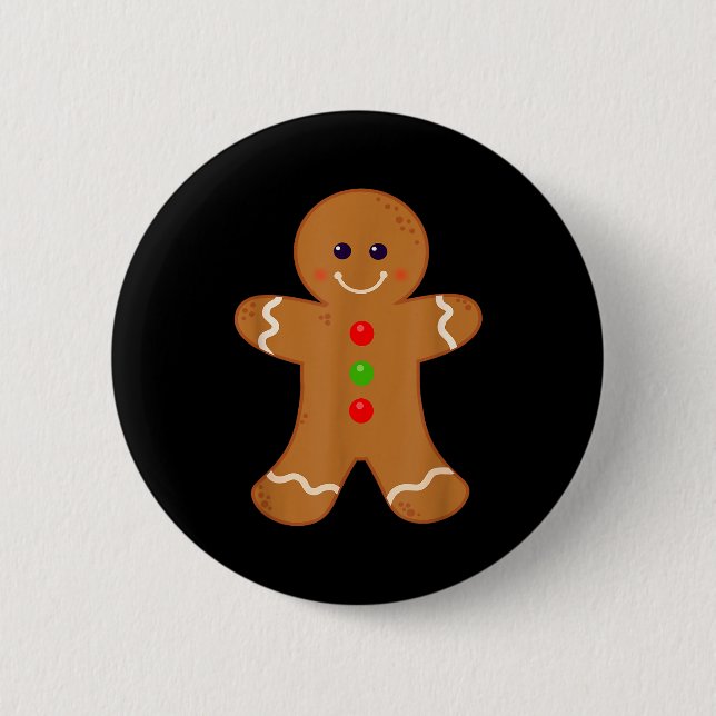 Gingerbread Man Shirt Christmas Cookie Baking Holi 2 Inch Round Button (Front)