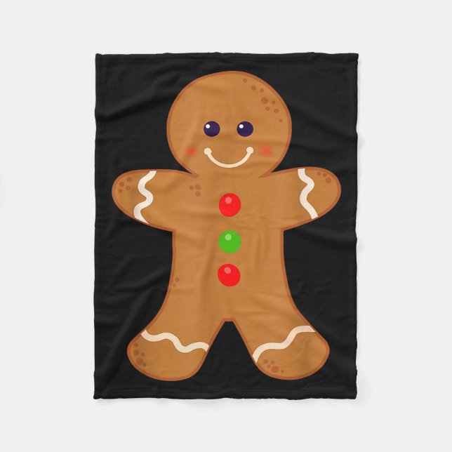 Gingerbread Man Shirt Christmas Cookie Baking Holi Fleece Blanket (Front)