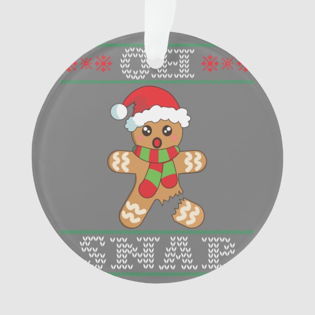 Gingerbread Man Shirt Gift Oh Snap Christmas Ugly Ornament (Front)