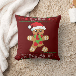 Gingerbread Man Shirt Gift Oh Snap Christmas Ugly Throw Pillow