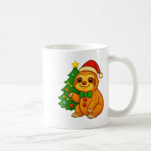 Gingerbread Man Sloth Santa Hat Christmas Tree  Coffee Mug