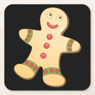 Gingerbread Man Square Paper Coaster