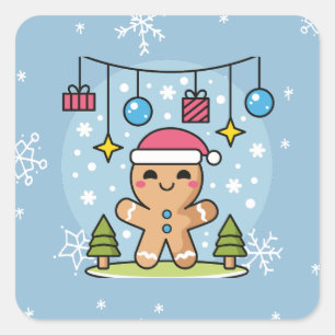 Gingerbread man square sticker