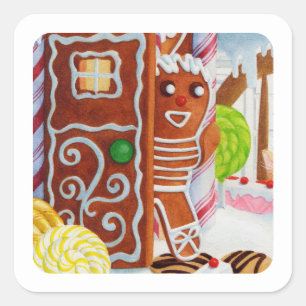 GINGERBREAD MAN Stickers petit Carré