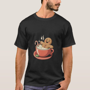 Gingerbread Man Taking a Matcha Bathub Christmas T-Shirt