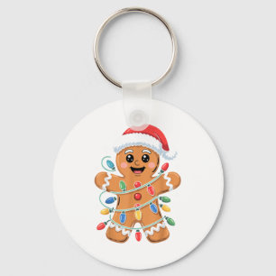 Gingerbread Man Tangled Christmas Lights Keychain