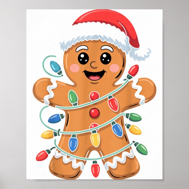 Gingerbread Man Tangled Christmas Lights  Poster (Front)