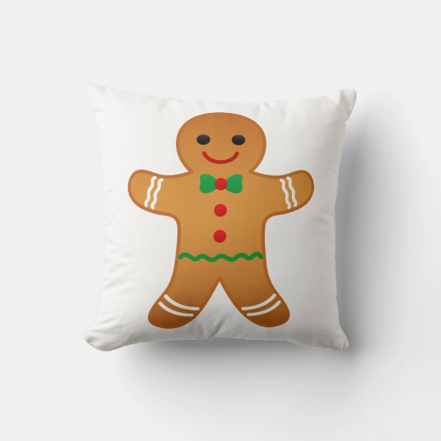 Gingerbread Man Throw Pillow (Front)