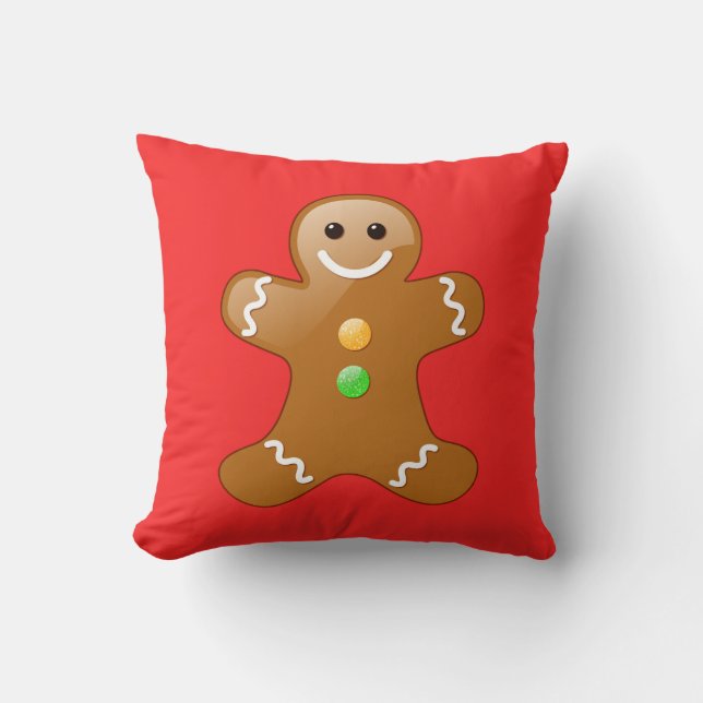 Gingerbread Man Throw Pillow (Front)