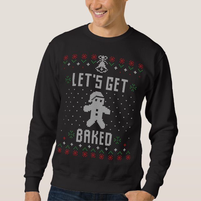 Gingerbread Man Ugly Christmas Sweater Funny Let's (Front)
