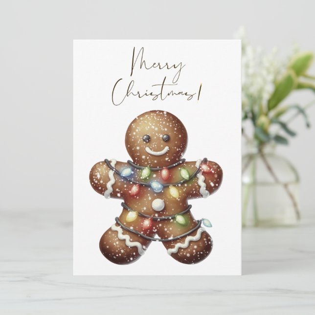 Gingerbread Man Winter Christmas Holiday Card (Standing Front)