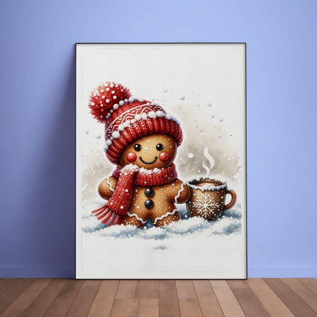 Gingerbread Man with a Coffee cup in Snow Poster (Creator Uploaded)