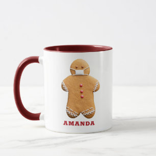 Gingerbread Man with a Mask Personalized Mug