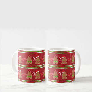Gingerbread Man with Christmas Stripes Coffee Mug