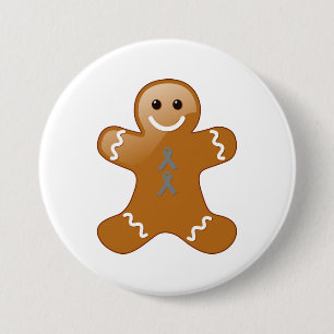 Gingerbread Man with Grey Ribbons 3 Inch Round Button