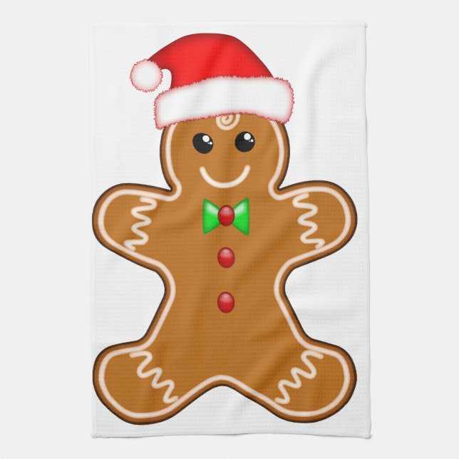 Gingerbread man with hat kitchen towel (Vertical)