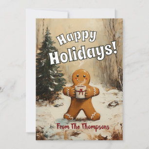 Gingerbread Man with Hot Cocoa Holiday Card