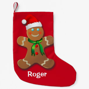 Gingerbread Man With Red Christmas Hat Small Christmas Stocking