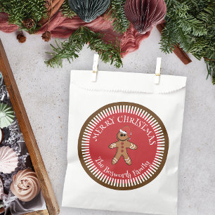 Gingerbread Man with Santa Hat Merry Christmas Favour Bag
