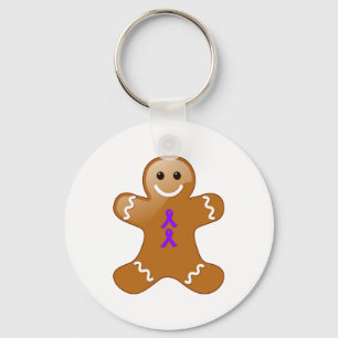 Gingerbread Man with Violet Ribbons Keychain