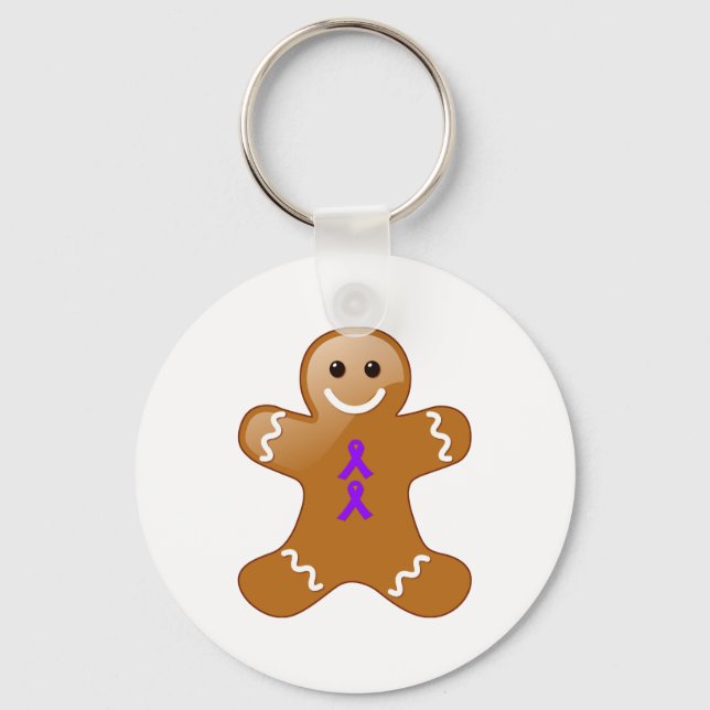 Gingerbread Man with Violet Ribbons Keychain (Front)