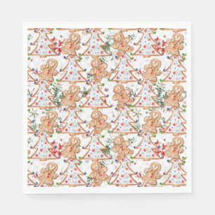 Gingerbread man, woman and Christmas tree Napkin