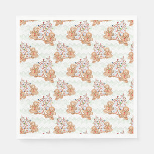 Gingerbread man, woman and Christmas tree Napkin