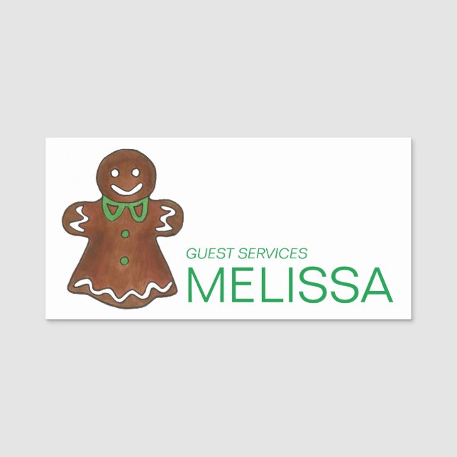 Gingerbread Man Woman Christmas Cookies Holiday Name Tag (Front)
