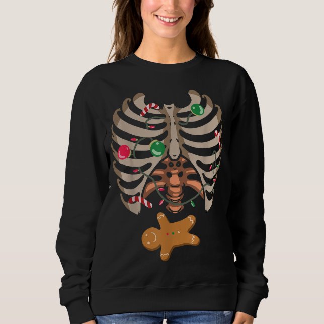 Gingerbread Man X Ray Skeleton Bones Christmas Tre Sweatshirt (Front)