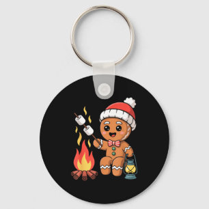 Gingerbread Marshmallow Roaster Camng Christmas  Keychain