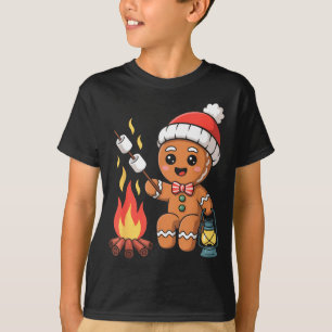 Gingerbread Marshmallow Roaster Camng Christmas T-Shirt
