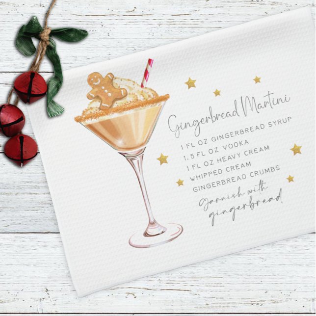 Gingerbread Martini Drink Holiday Christmas Recipe Kitchen Towel (Creator Uploaded)