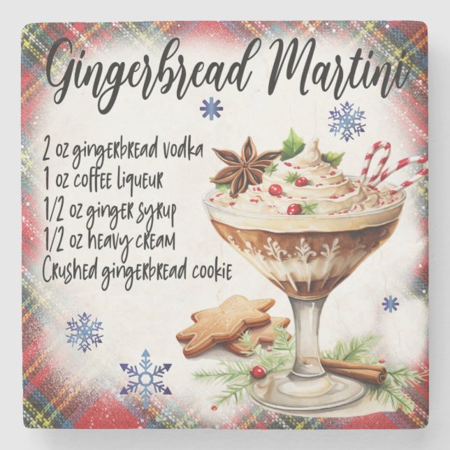 Gingerbread Martini Recipe Marble Coaster (Front)