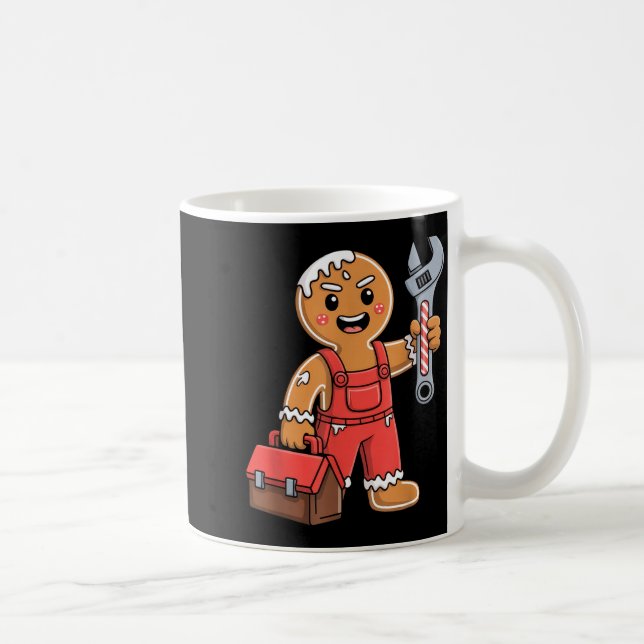 Gingerbread Mechanic Handyman Fixer Worker Christm Coffee Mug (Right)