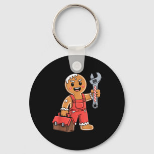 Gingerbread Mechanic Handyman Fixer Worker Christm Keychain