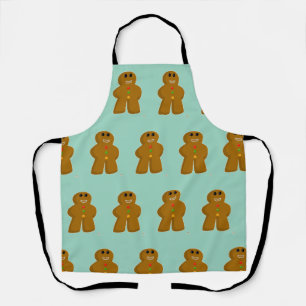 Gingerbread Meeple Pattern Christmas Gamer Fun Apron