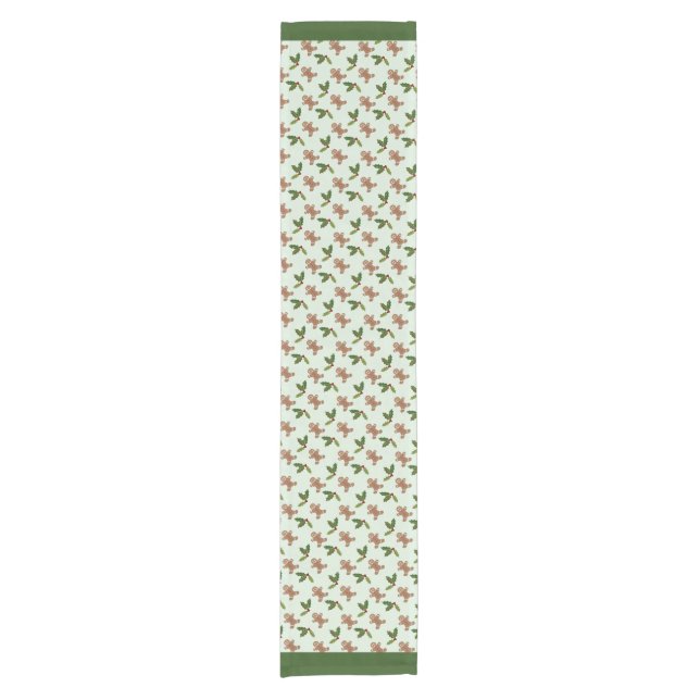 Gingerbread Men and Holly Short Table Runner (Front)