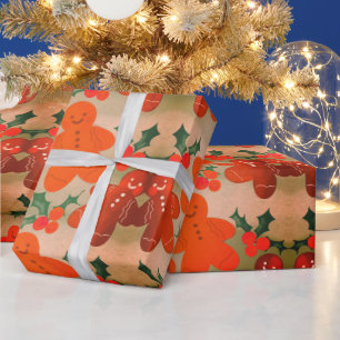 Gingerbread Men and Mistletoe Wrapping Paper
