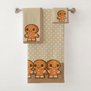 Gingerbread Men Bathroom Towel Set