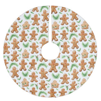 Gingerbread Men  Brushed Polyester Tree Skirt