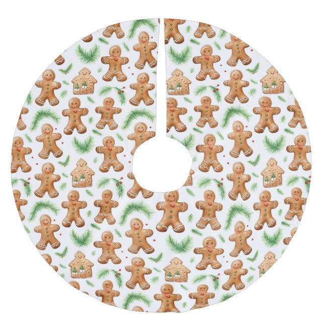 Gingerbread Men  Brushed Polyester Tree Skirt (Front)