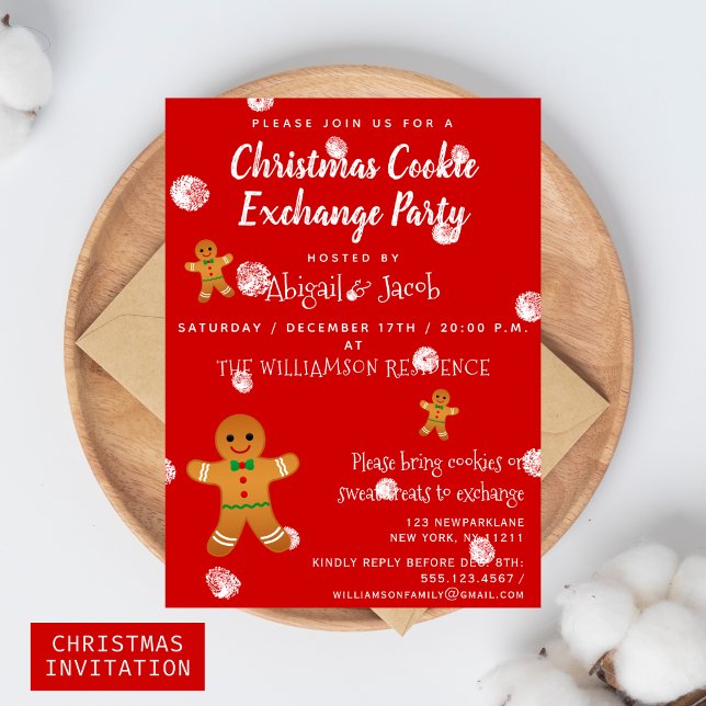 Gingerbread Men Christmas Cookie Excange Party Invitation (Creator Uploaded)