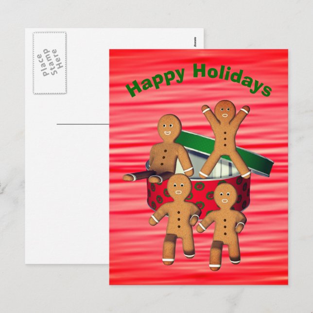 Gingerbread Men Christmas Holiday Postcard (Front/Back)