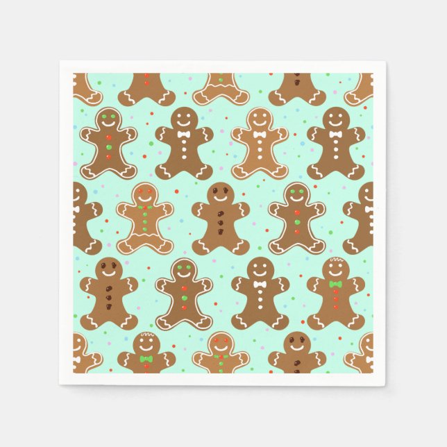 Gingerbread Men Christmas Pattern  Napkin (Front)