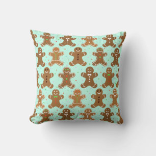 Gingerbread Men Christmas Pattern Throw Pillow