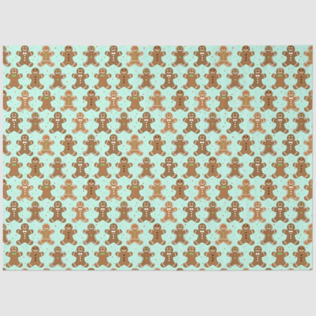 Gingerbread Men Christmas Pattern  Tissue Paper (Front)
